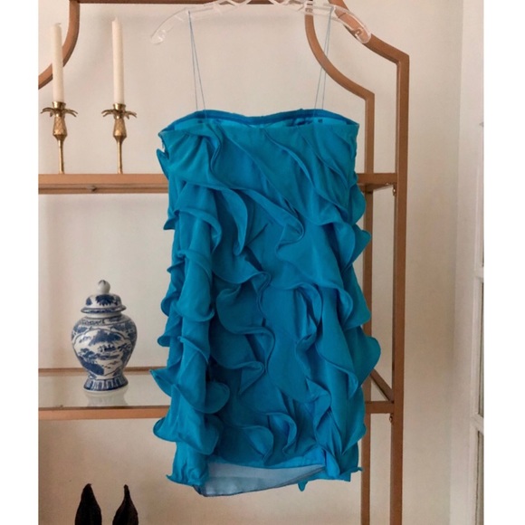 Aidan Mattox Blue Turquoise Ruffled Dress - Picture 3 of 10